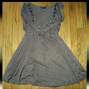 BCBG Maxazria Sleeveless Jeweled Short Dress. Brown w/gold Shimmer. Size Medium